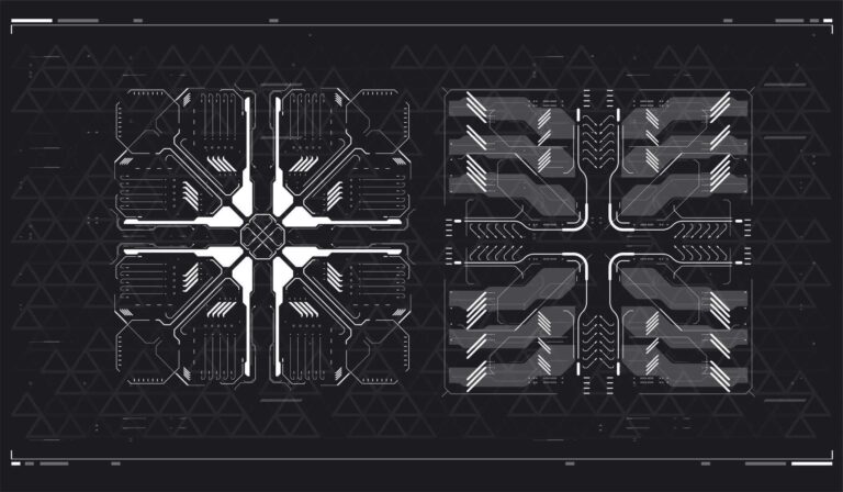Abstraktes elektronik-Layout mit komplexen Schaltkreisen; Fokus auf embedded hardware.