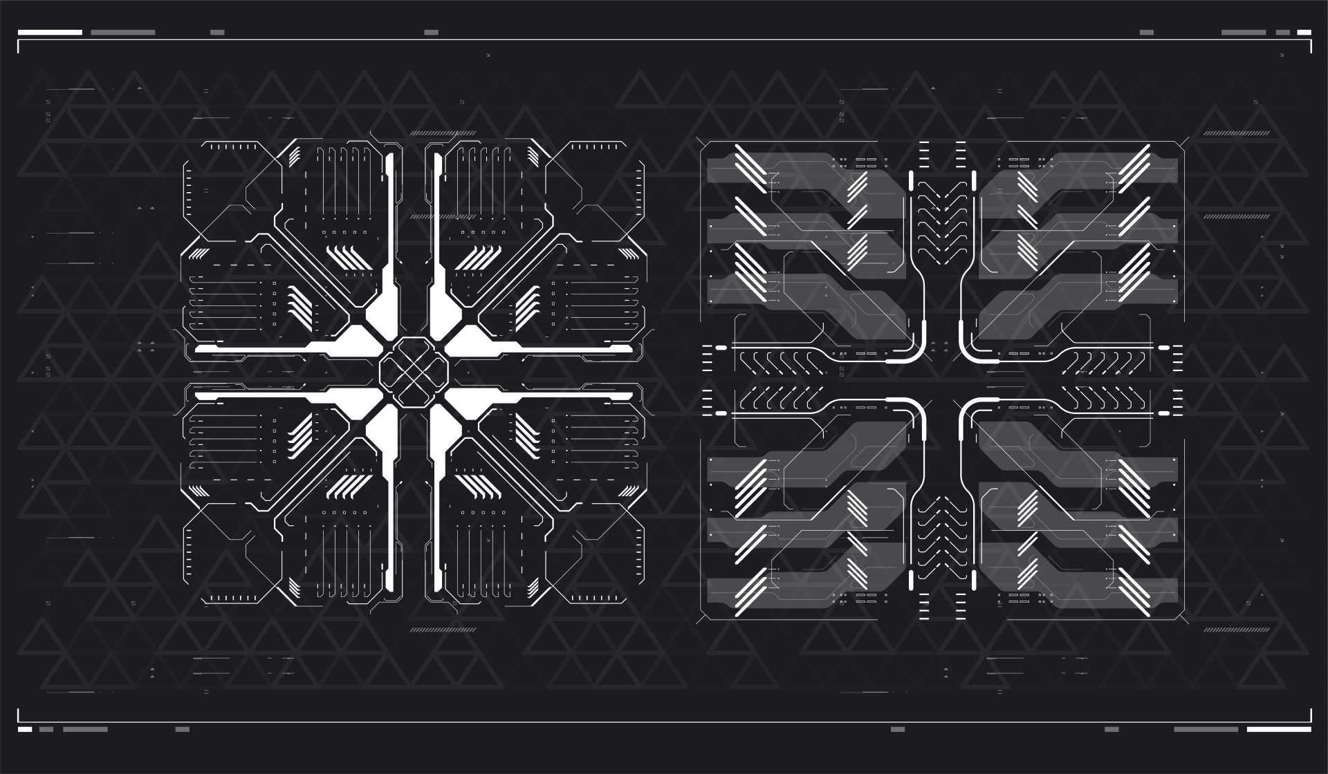 Abstraktes elektronik-Layout mit komplexen Schaltkreisen; Fokus auf embedded hardware.