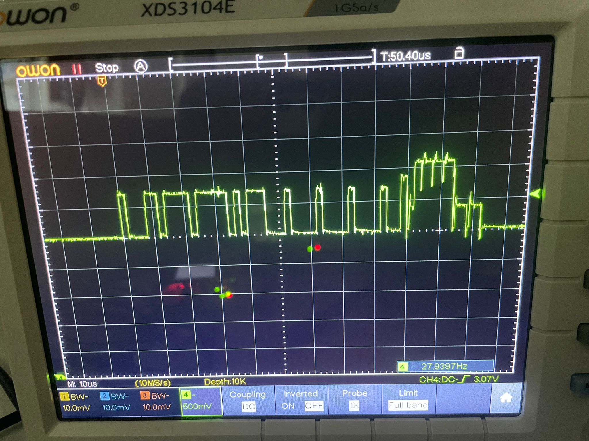 Injektion eines Error-Bits auf CANH auf dem Oszilloskop