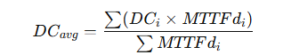 Formel: gewichteter DC_avg = Σ(DC_i·MTTF_di)/Σ MTTF_di; Elektronik und funktionale Sicherheit.