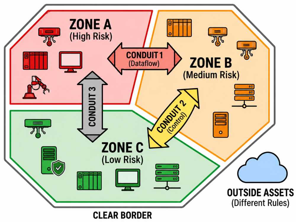 Zonen und Conduit Modell in der IEC 62443